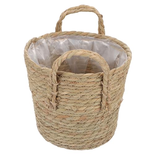 Gadpiparty Panier de Rangement Tissé Paille Naturelle pour Plantes et Fleurs Cache-Pot Décoratif Léger et Créatif Corbeille Artisanale pour Maison Bureau et Boutique Petite