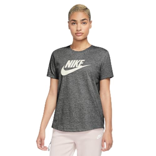 Nike Women's Sportswear Essentials Logo T-Shirt, Dark Grey Heather/Sail, X-Small