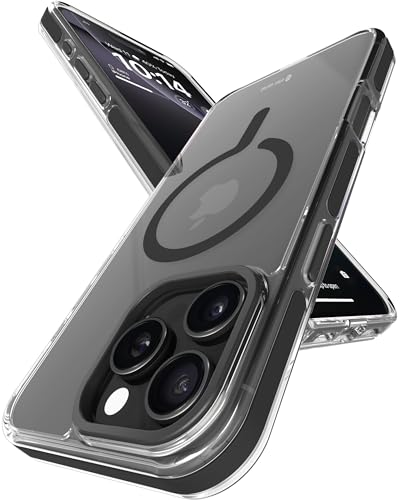 Image of eller sante Apex Magpro Back Cover Case for iPhone 16 Pro Scratch Resistant Camera Screen Protector TPU Shockproof 10ft Drop Protection Support Mag-Safe Wireless Charging- Black