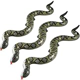 Inflatable Snakes (3 Pack) - 39 Inch Blow Up Fake Snake Decorations for Pool Toys, Jungle Party, Safari Theme, Halloween Props & Fun Kids Party Supplies