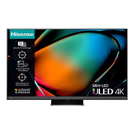 Hisense 55 Inch ULED Mini-LED PRO TV 55U8KQTUK - 2.1.2 Muti-Channel Surround, Quantum Dot Colour, 144Hz VRR, Dolby Vision IQ, VIDAA U7, and Youtube, Freeview Play, Netflix and Disney+ (2023 Model)