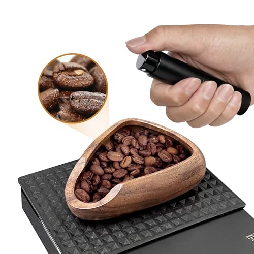 SanSLicoo Coffee Bean Dosing Cup and Spray Bottle Kit For Espresso, Walnut Coffee Bean Bowl Dosing Measuring Tray, Espresso Dosing Vessel Cupping, Espresso Accessories For Coffee/Tea/Sugar
