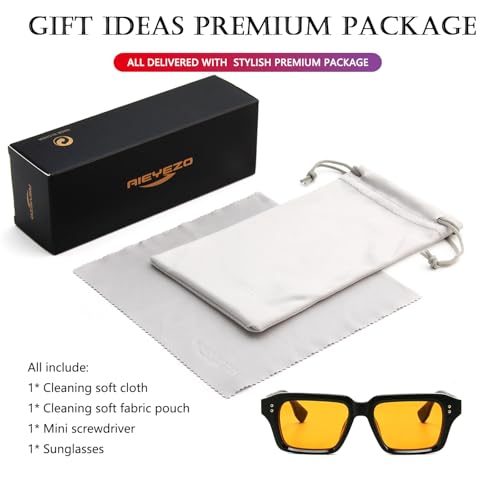 Image of AIEYEZO Rectangle Sunglasses for Men Women Fashion Square Frame Sun Glasses 90's Retro Designer Shades
