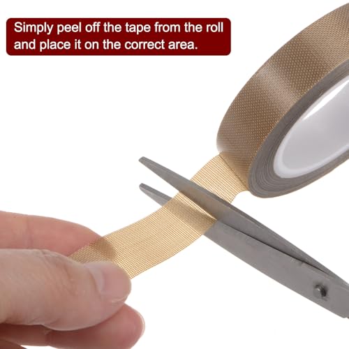 Image of HARFINGTON Fabric PTFE Tape Roll, 0.6 inch x 16ft High Temperature PTFE Adhesive Tape 0.18mm Thickness for Vacuum Sealer Machine Hand Sealers, Brown