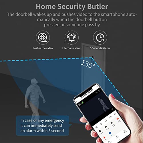 Videocitofono senza fili 1080p con visione notturna, WiFi 2,4 GHz 5 GHz, citofono domestico impermeabile, campanello intelligente per la sicurezza domestica