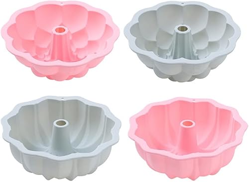 Miniatura 2 de Antetek A-XINTONG - Paquete de 4 moldes de silicona para tartas, molde redondo de 6 pulgadas para tartas de pan, molde redondo estriado para hornear