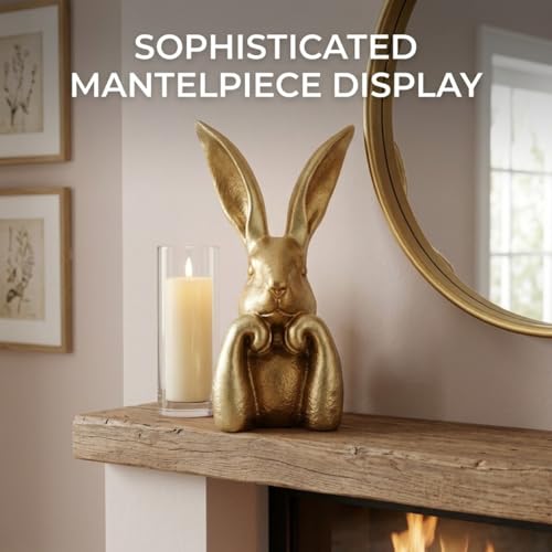 Figura Decorativa Conejo Dorado para Hogar miniatura 4