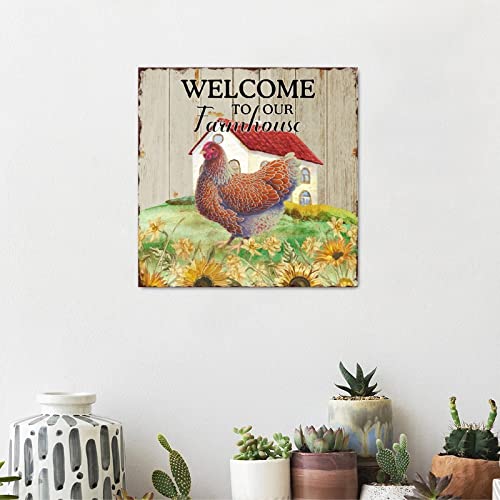 Panneau en bois coq rouge décoration murale cuisine rustique