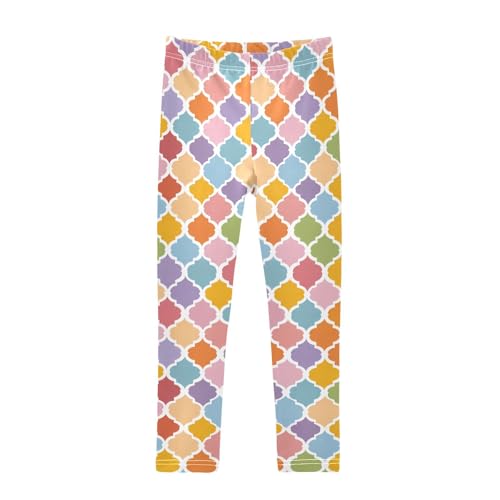 ALAZA Girls' Leggings Children's Yoga Pants Skinny Printed Dance Trellis Geometric Lattice Colorful Comfortable 4T