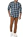 Amazon Essentials Men's Long-Sleeve Regular-Fit Stretch Poplin Shirt, Dark Green Navy Medium Plaid, Large
