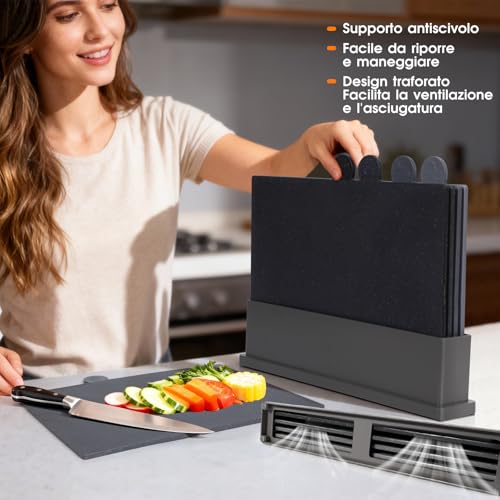 Foto von Masthome Schneidebretter‑Set 5‑Teilig mit Ablageständer，Index Schneidebretter BPA Frei