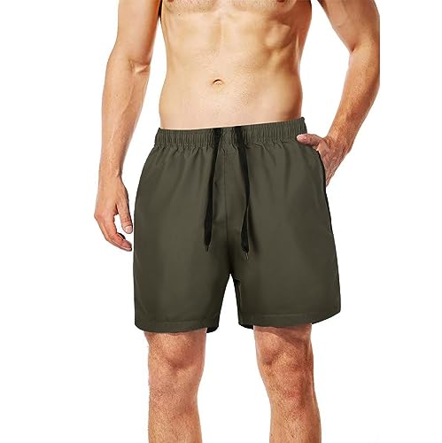 Lansbojun Mens Swim Trunks Quick Dry Swim Shorts with Zipper Pockets Lightweight Swimwear
