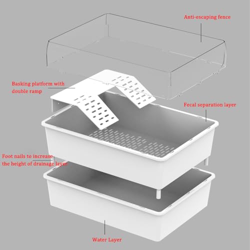 Flushbay Tanque de tartaruga com plataforma de frade, áreas multifuncionais, tanque de aquário de ta