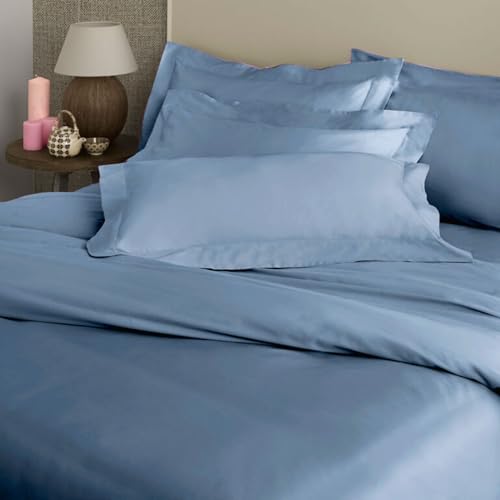 Manifattura Tessile Beddengoed van katoensatijn, effen, draaddichtheid 300 – suikerpapier, 1 paar kussenslopen met zoom