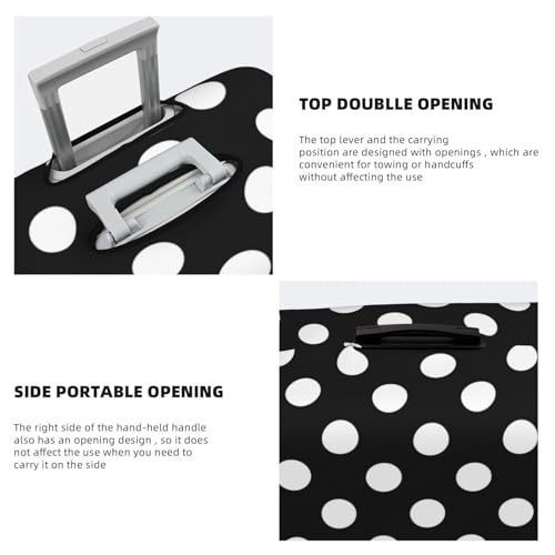 Black and White Polka Dot Travel Luggage Covers - Elasticity Suitcase Covers Protector for Luggage 18-32 Inch4