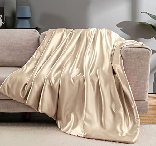 Vonty Satin Throw Blanket Taupe Satin Blankets...