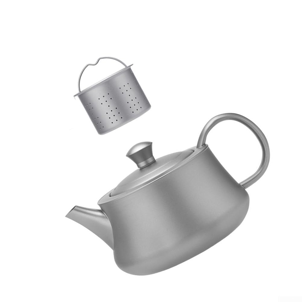 Pure Ti Kubek kempingowy, 300 ml, lekki dzbanek do herbaty z pokrywką, do podróży, wędrówek, na zewnątrz, naczynia do picia, szary