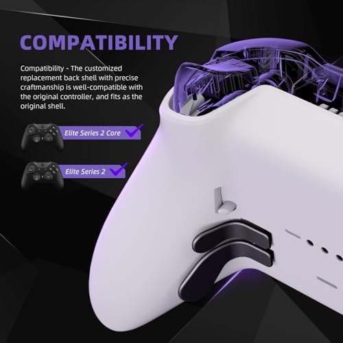 Image of eXtremeRate Replacement Bottom Shell for Xbox One Elite Series 2 Controller, Custom White Back Housing Shell Cover for Xbox Elite Series 2 Core Wireless Controller Model 1797