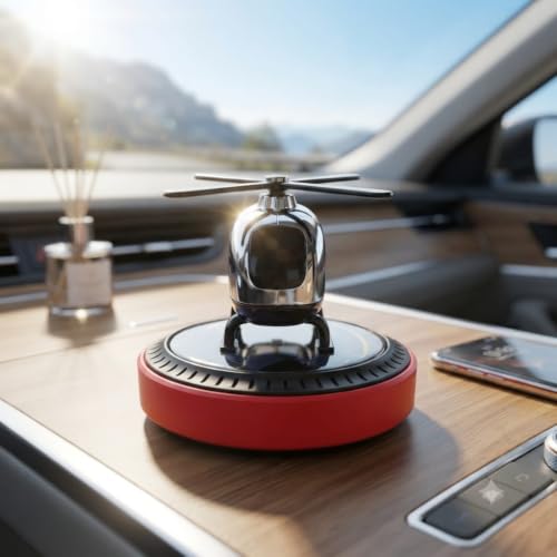 Image of Solar Powered Heilcopter Car Air Freshner & Perfume Diffuser, | Innovative Solar-Powered Design Refreshing Fragrance