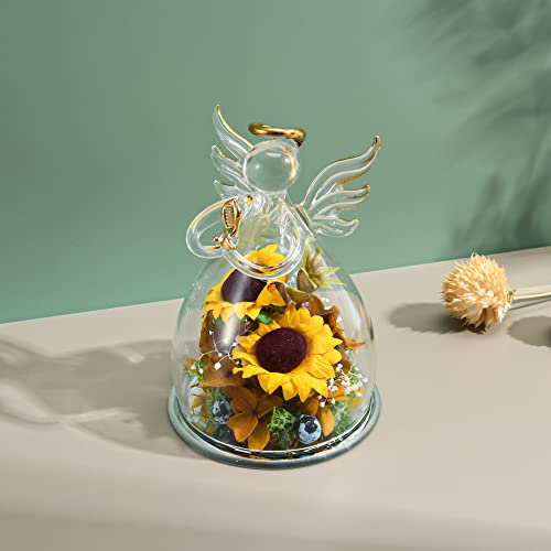 Flowers Valentines Day Gifts For Her Wife Girlfriend Sunflower Glass Angel For Grandma Valentines Day Gifts Mothers Day Hydrangea Gifts For Women Mom Decorations Birthday Gifts For Mom #TOP3