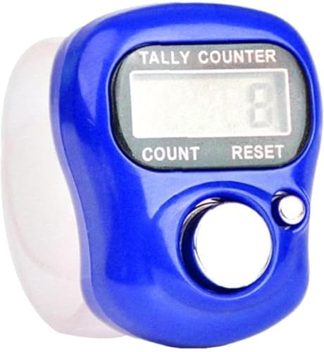 ZGLUZP Blue Finger Counter Display Counter LED Digital Row Counter, Handheld Number Click Counter, Electronic Finger Counter Hand Tally Counter with Ring for Golf Field Lap Counters
