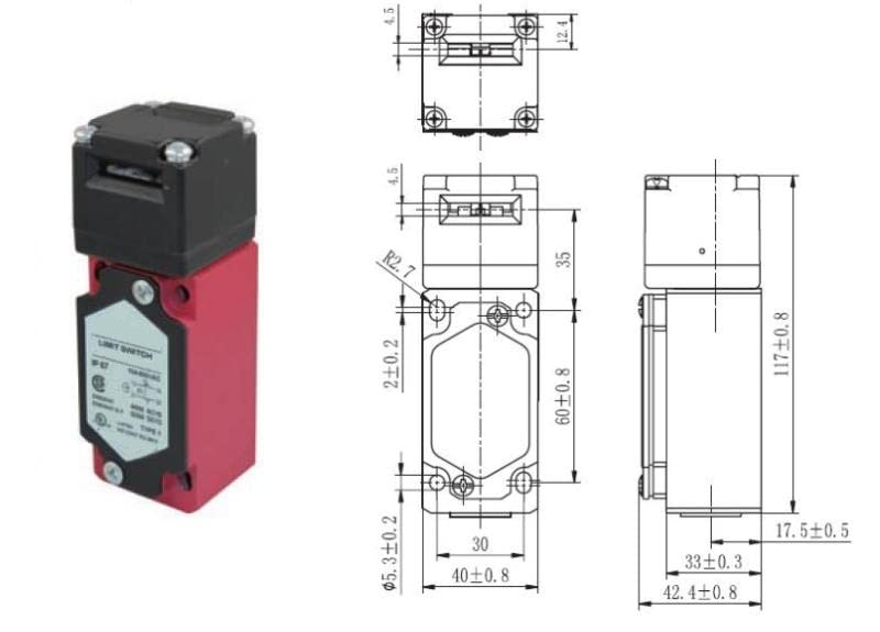 RADWELL Verified Substitute D4BS-35FS-SUB 1NO/1NC, Key Included, Safety Interlock Switch, Substitute for OMRON D4BS-35FS