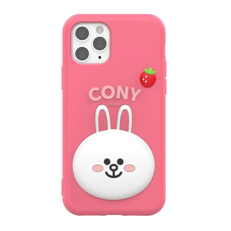 Image of COVERLY for iPhone 15 Pro Max 3D Line Friends Cony Cartoon Case,Premium Silicone Case Pink Candy with Phone Holder Cool Full Protective Cute Kawaii Aesthetic Cover for Apple iPhone 15 Pro Max