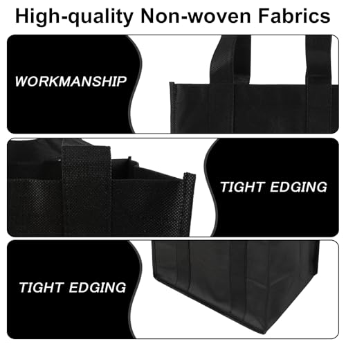 TIESOME 6 Bottle Wine Carrier Tote, Non-Woven Wine Bags Reusable Wine Travel Bag Portable Carrier Wine Bottle Holder Bag Wine Gift Bag with Carry Handle for Travel Camping Picnic Wine Lover - Thumbnail 3