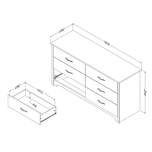 South Store Furniture Fusion 6-Drawer Double Dresser Pure Black #TOP2