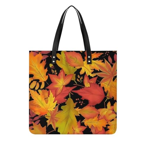 Sac à main feuilles d'automne femme grand tote bag shopper de voyage 39x39cm
