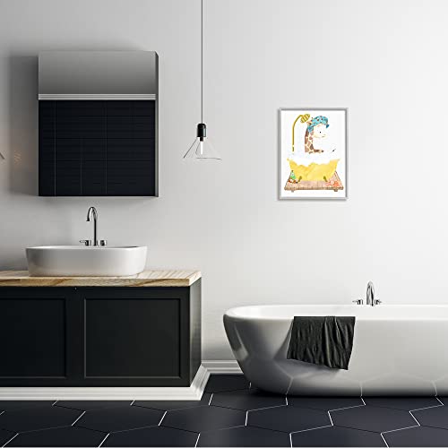Image of 'Children's Giraffe Animal Bubble Bath Yellow'| Framed Giclee Art | Stupell Industries | Gray, 16 x 20 Inches, Easy to Hang and Sturdy, Made in USA, by Erica Billups