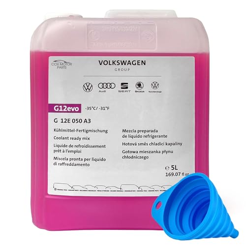 COX MOTOR PARTS Silicone Funnel for Genuine Volkswagen Group G12 Evo Coolant 5 Litres | For VW Audi SEAT Cupra Skoda Porsche (Replaces G13) Ready-Mix Coolant