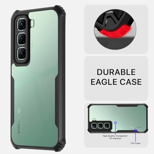 Image of Pikkme Crystal Clear Transparent Back Cover | Ultra Hyrbid | Full Camera Protection | Raised Edge | Bumper Case for Infinix Hot 50 (Black)