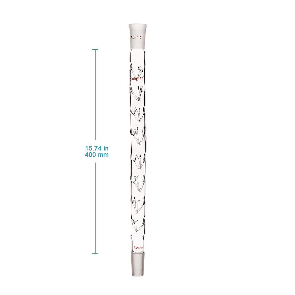 stonylab Colonne de Distillation Vigreux, 24/40 400 mm Verre Borosilicaté de Longueur Fractionnaire Colonne de Distillation Colonne Vigreux avec Indentations pour Laboratoire