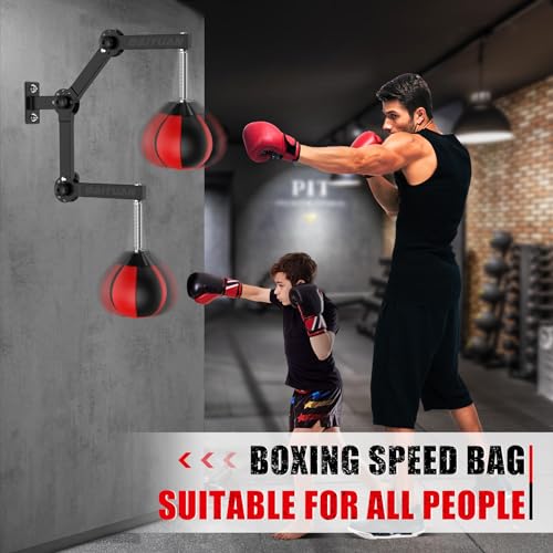 image for BaiYuan Speed Bag for Boxing, Punching Bag Wall Mount Height Adjustabl