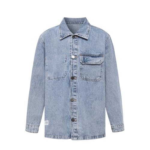 Boys' Denim Jacket Outerwear A-line Coat Casual Kids Jeans Jacket 6-14 Years