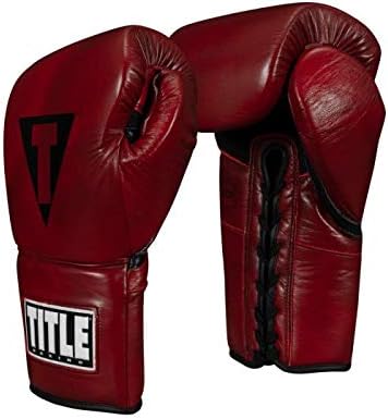 TITLE Boxing Blood Red Leather Sparring Gloves - Lace Up, Ideal for Training and Bag Work