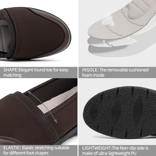 Image of Women's Orthopedic Loafers Stretchy Slip-on Comfort Walking Work Flat Shoes for Bunions