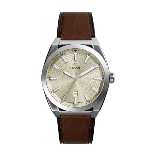 Cassa da 42 mm, larghezza del cinturino di 18 mm, cristallo minerale, movimento al quarzo a tre sfere con display analogico e datario, importato