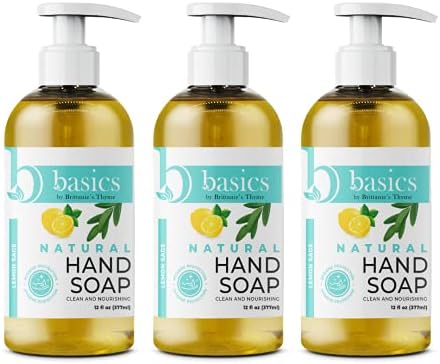 Brittanie's Thyme Basics Natural Olive Oil Hand Soap, Lemon Sage - 12 fl oz, Pack of 3 - Cruelty Free, Vegan, No Synthetic Additives, No Sulfates, Paraben Free, Phthalate Free