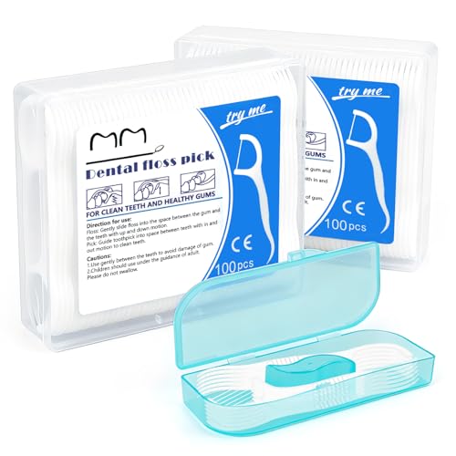 NARHOR 200 hilos dentales con mango, limpieza efectiva de dientes y encías, palillo de dientes para hilo dental con caja de almacenamiento