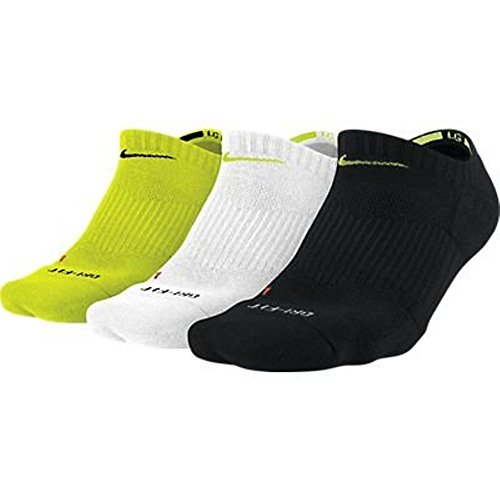 Nike Dri-FIT Cushion No Show 3 Pack Cyberer/Black/White/Cyberer/Black/Cyberer LG (Men's Shoe 8-12, Women's Shoe 10-13)