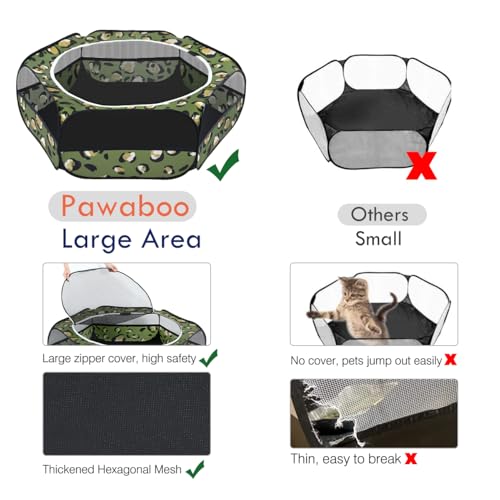 Image of Pawaboo Small Animal Playpen with Zippered Cover, Leopard Print