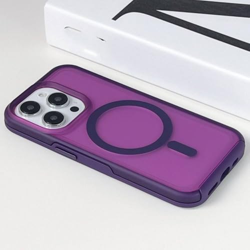 Coque de chargement sans fil violette pour iPhone 12 Pro Max magnétique et givrée