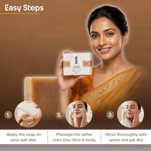 Image of Timb Tan Removal Bath Soap Bar | Handmade Cold Processed Skin Brightening Bathing Soap | With Mango Ginger, Manjistha & Olive Oil | 100% Chemical Free | For Men & Women - 100g (Pack of 3)