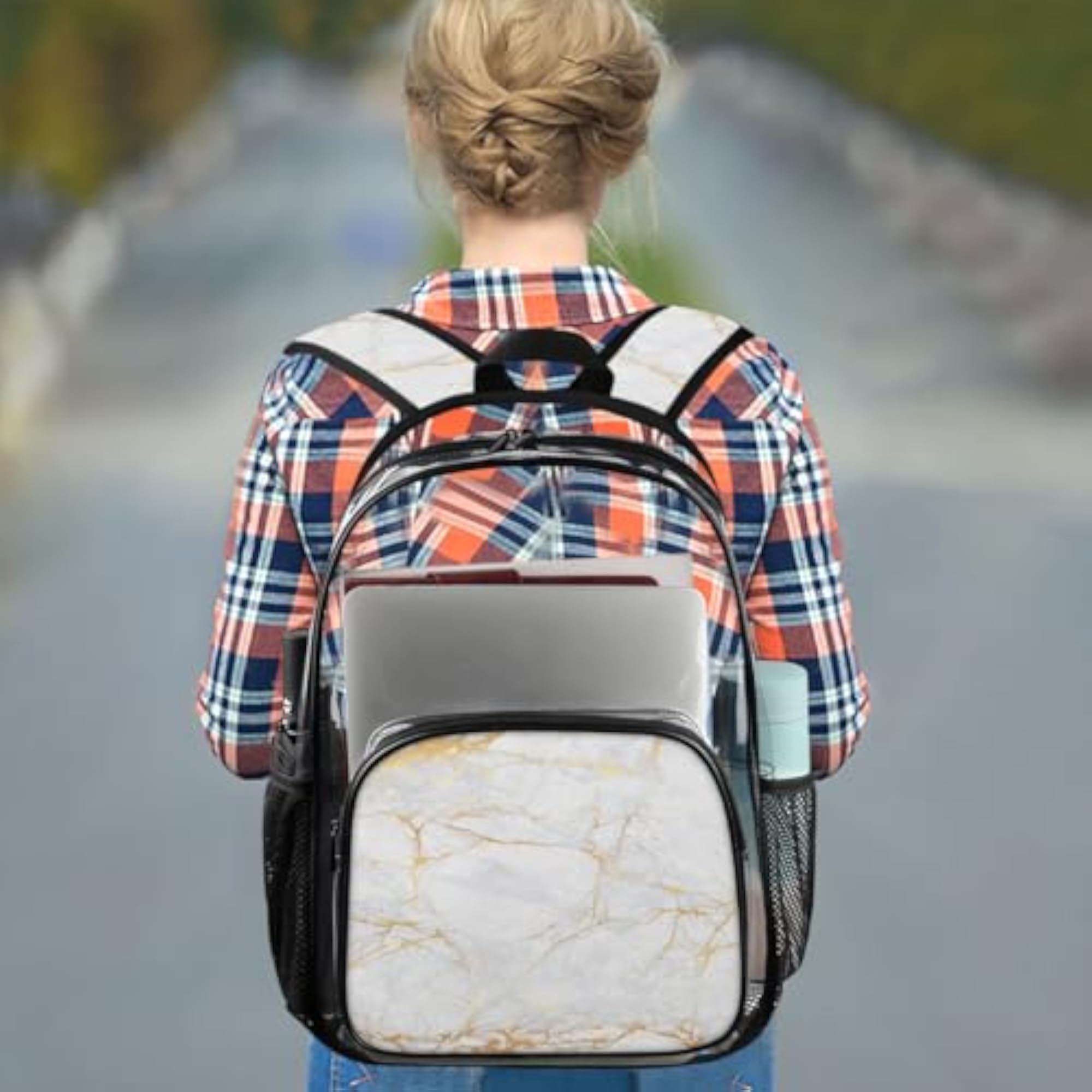 White Marble Heavy Duty Transparent Backpack
