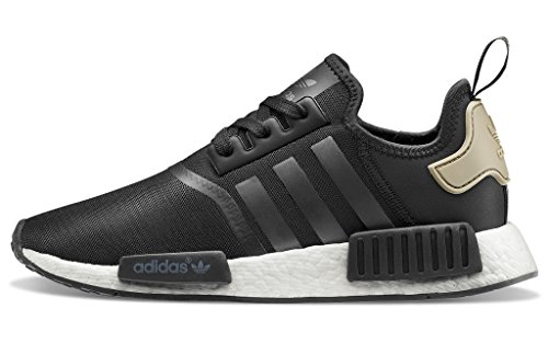 Image of adidas mens Nmd r1 running shoes, Black, White, Olive, 7 US