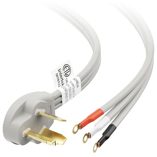 Cable Matters 10 AWG 3 Prong Dryer Cord - 6ft, 30A / 7500W Rated, NEMA 10-30P to 3-Wire Appliance Cord, Dryer Plug 3 Prong, Gray