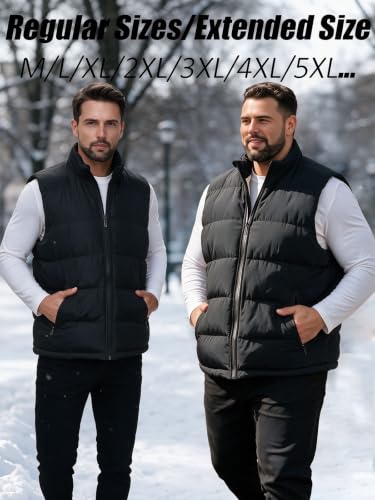 Image of TUVEKE Men's Puffer Vest Sherpa Lined Outdoor Zipper Fleece Vest Warm Sleeveless Men Winter Jackets Water-Resistant M-5XL
