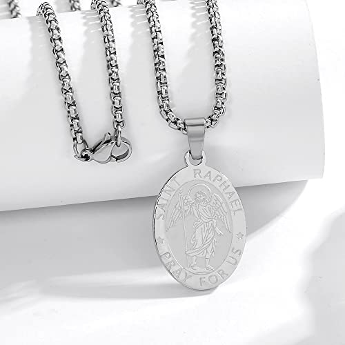 Patron of Saint Necklace, St. Michael/Virgin Mary/Raphael/Jude/Christopher/Benedict/Joseph/Patrick/Francis/Florian/Thomas/Anthony, Stainless Steel 24"3